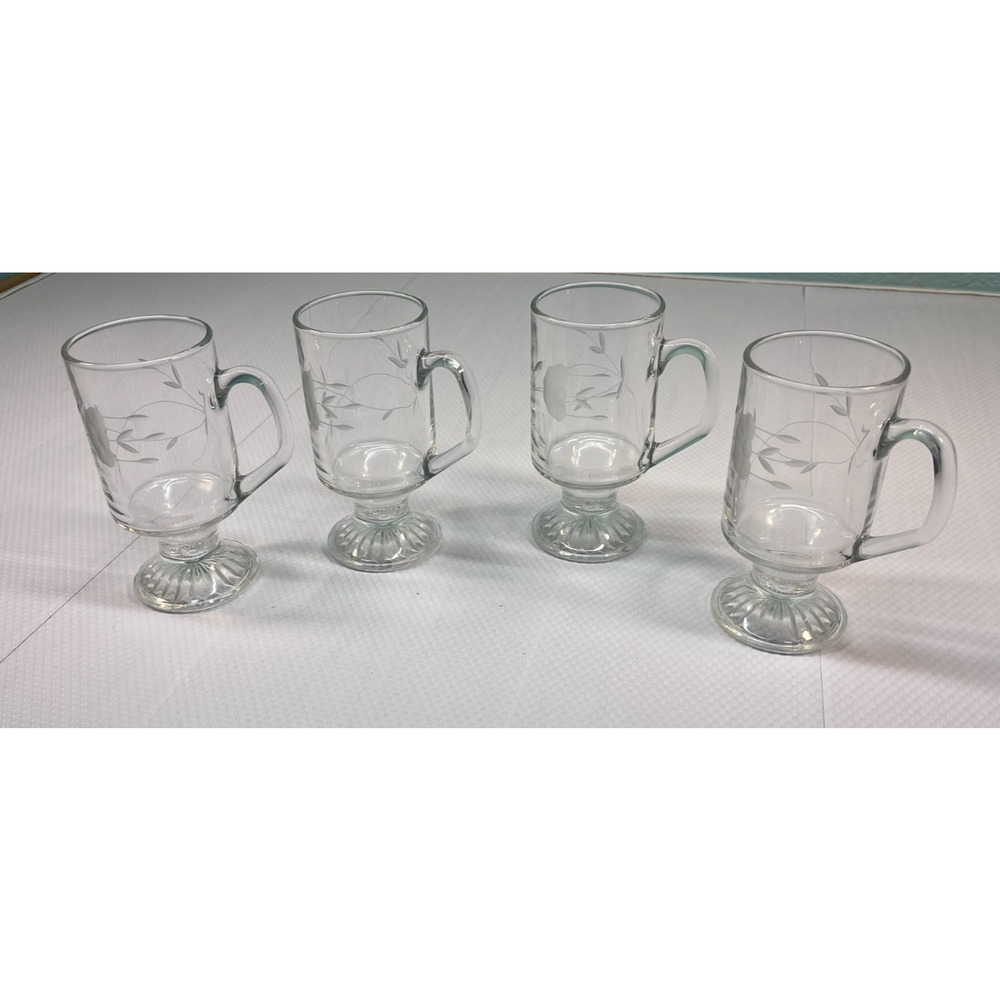 Princess House Heritage Clear Glass Irish Mug Set Qty 4 (0332) - Picture 1 of 3